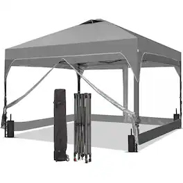 Ainfox - 12x12 Pop Up Canopy Tent,Outdoor Gazebo with Carrying Bag,Easy Up Canopy for Events,Parties,Camping - Gray