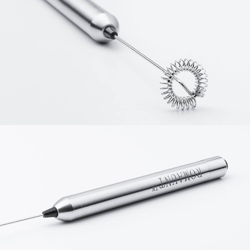 Alt View 1. ACJPR - Handheld Milk Frother – Battery Operated Mini Mixer, 304 Stainless Steel Whisk - Silver.