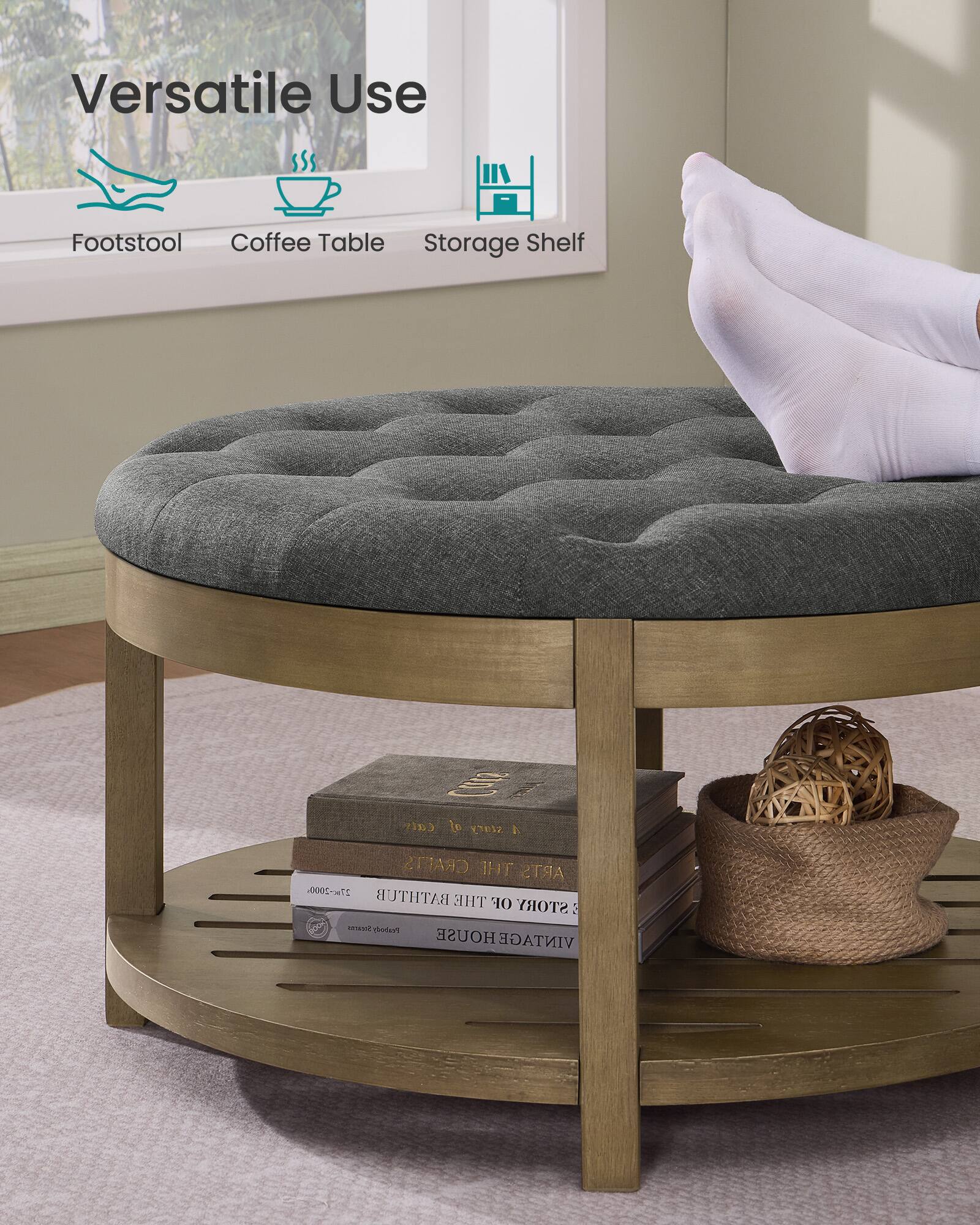 Versatile Use Footstool Coffee Table Storage Shelf

CUTT F cals af stary I CRAFTS THE ARTS

27m-2000 BATHTUB THE OF STORY

3

TAm Prabods HOUSE

VINTAGE