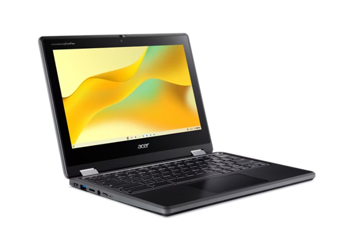 Angle. Acer - Chromebook Spin 511 Celeron N100 4GB RAM 64GB eMMC 11.6″ HD Touch 2-in-1 ChromeOS - Shale Black.