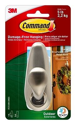 Command - Large Metal Hook, 5 lb., (FC13-BN-AWES) - Brushed Nickel