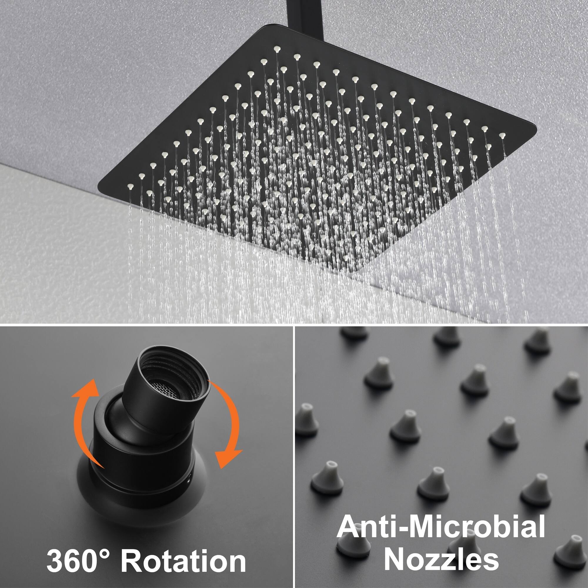 Anti-Microbial Nozzles  
360° Rotation