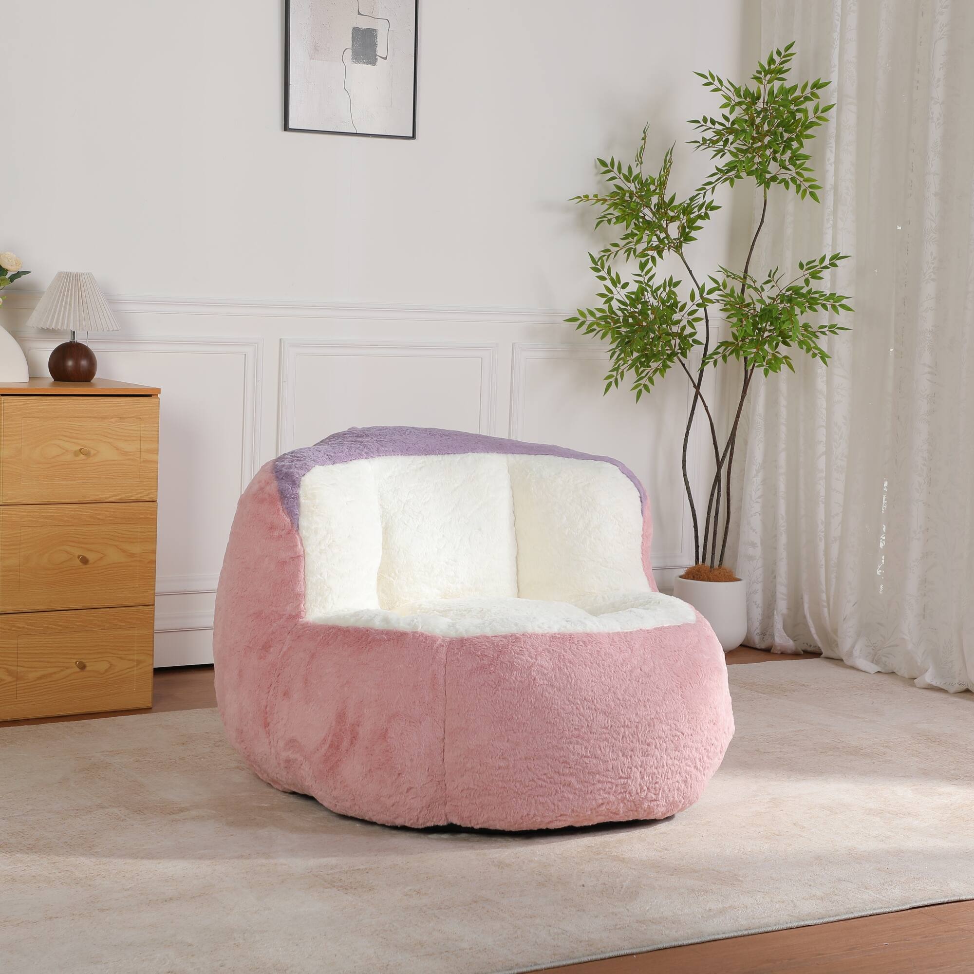 Alt View 8. GOODSILO - Oversized Bean Bag Chair Lounger Sofa with Faux Fur Cover and Shredded Foam Filling for Living Room Comfort - Multicolor.