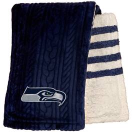 Pegasus - Seattle Seahawks 60'' x 70'' Cable Knit Sherpa Stripe Plush Blanket - Multicolor