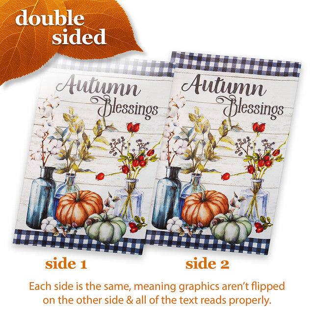 double sided

Autumn Blessings

side 1

side 2

Each side is the same, meaning graphics aren't flipped on the other side & all of the text reads properly.