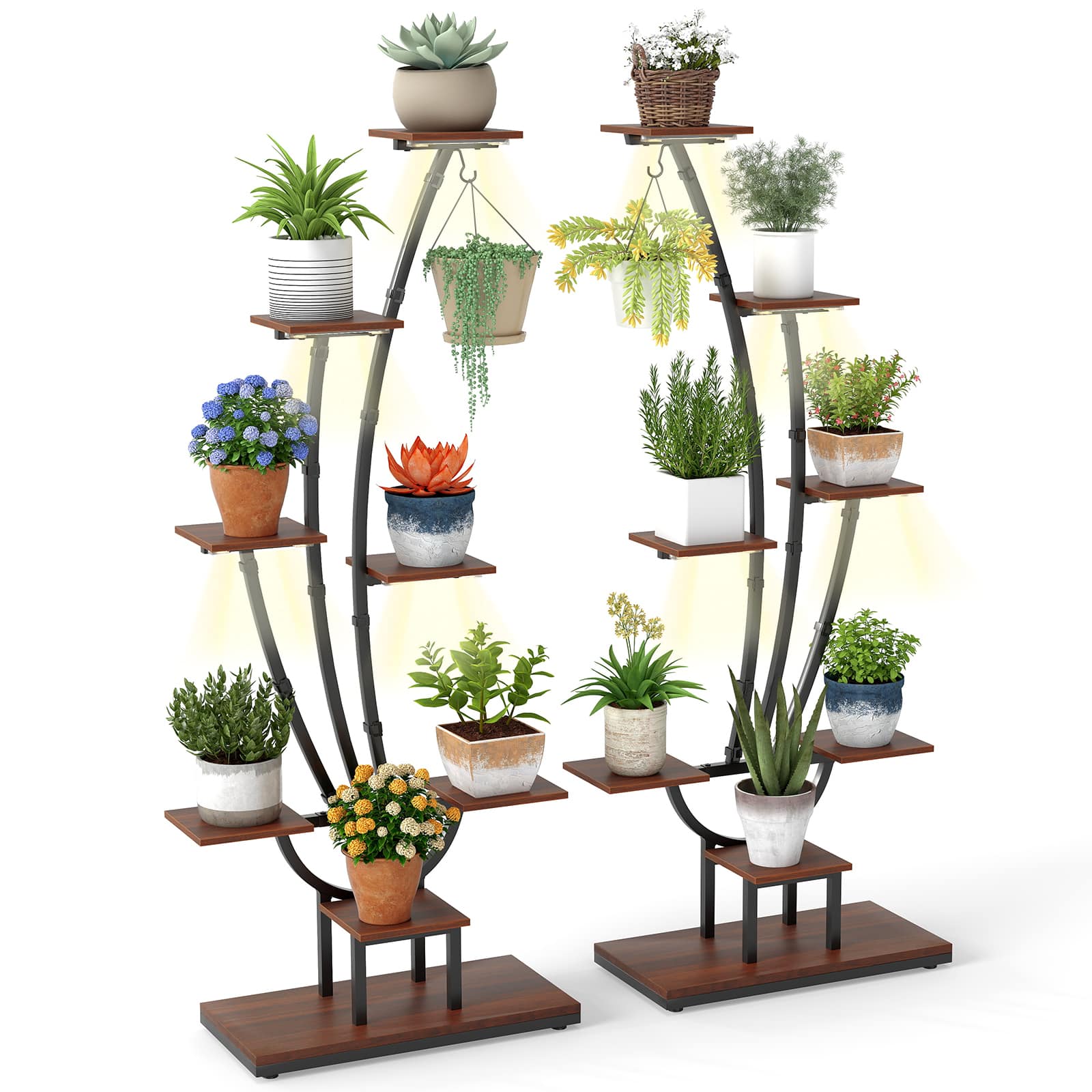 Gymax - 2PCS 62'' Tall 8-Tier Corner Metal Plant Shelf for Multiple Plants Living Room - Brown price history on PriceWatchPro