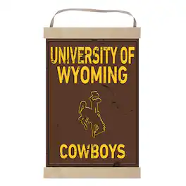 Jardine - Wyoming Cowboys Faux Rust Banner Sign - Brown
