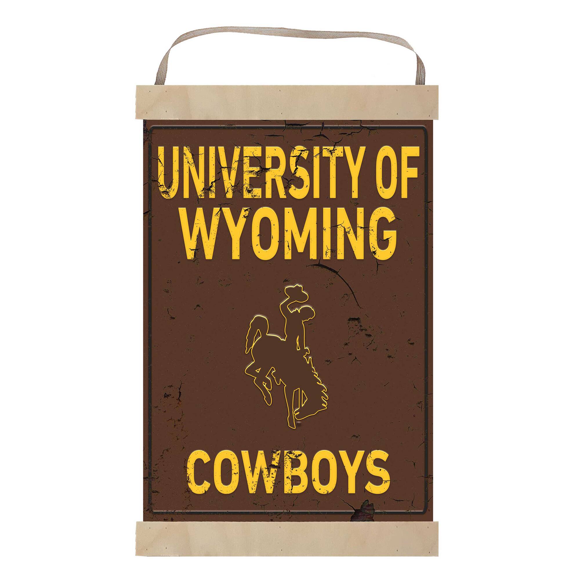 Wyoming Cowboys Faux Rust Banner Sign