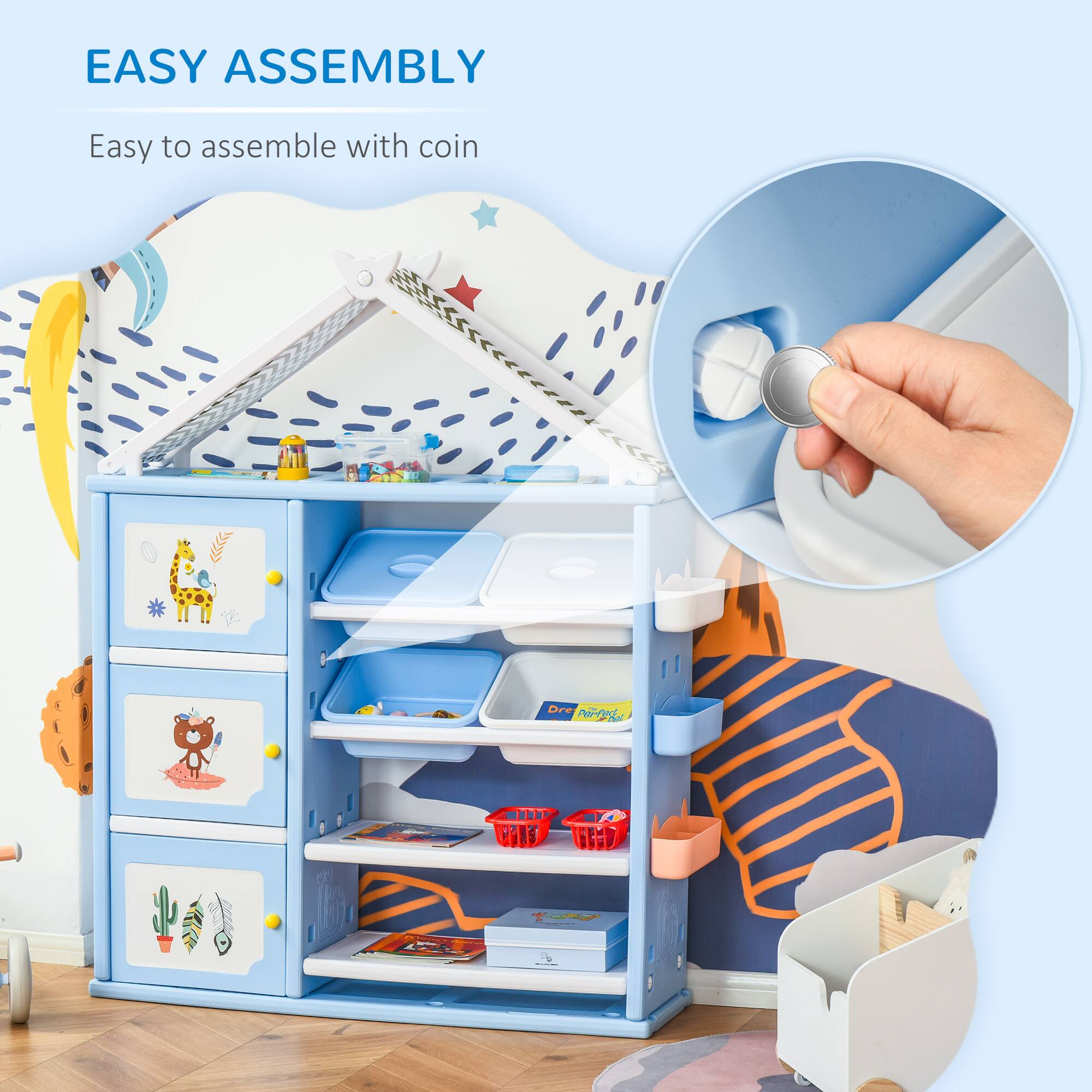 EASY ASSEMBLY  
Easy to assemble with coin