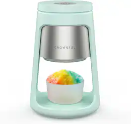 Crownful - Electric Shaved Ice Machine with Stainless Steel Blades, Snow Cone & Slushie Maker, 2 Ice Cups, 120V - Blue