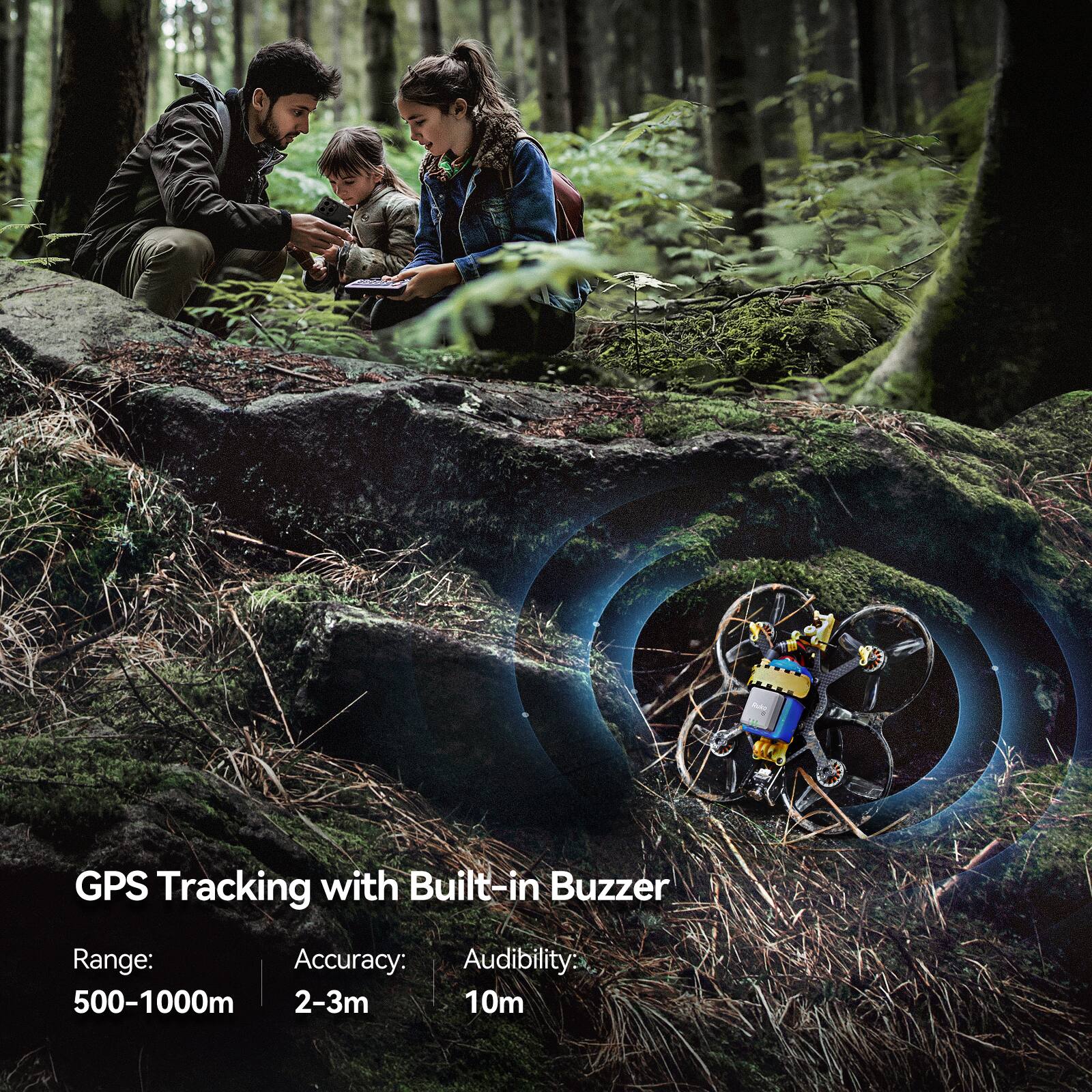GPS Tracking with Built-in Buzzer

Range: 500-1000m  
Accuracy: 2-3m  
Audibility: 10m