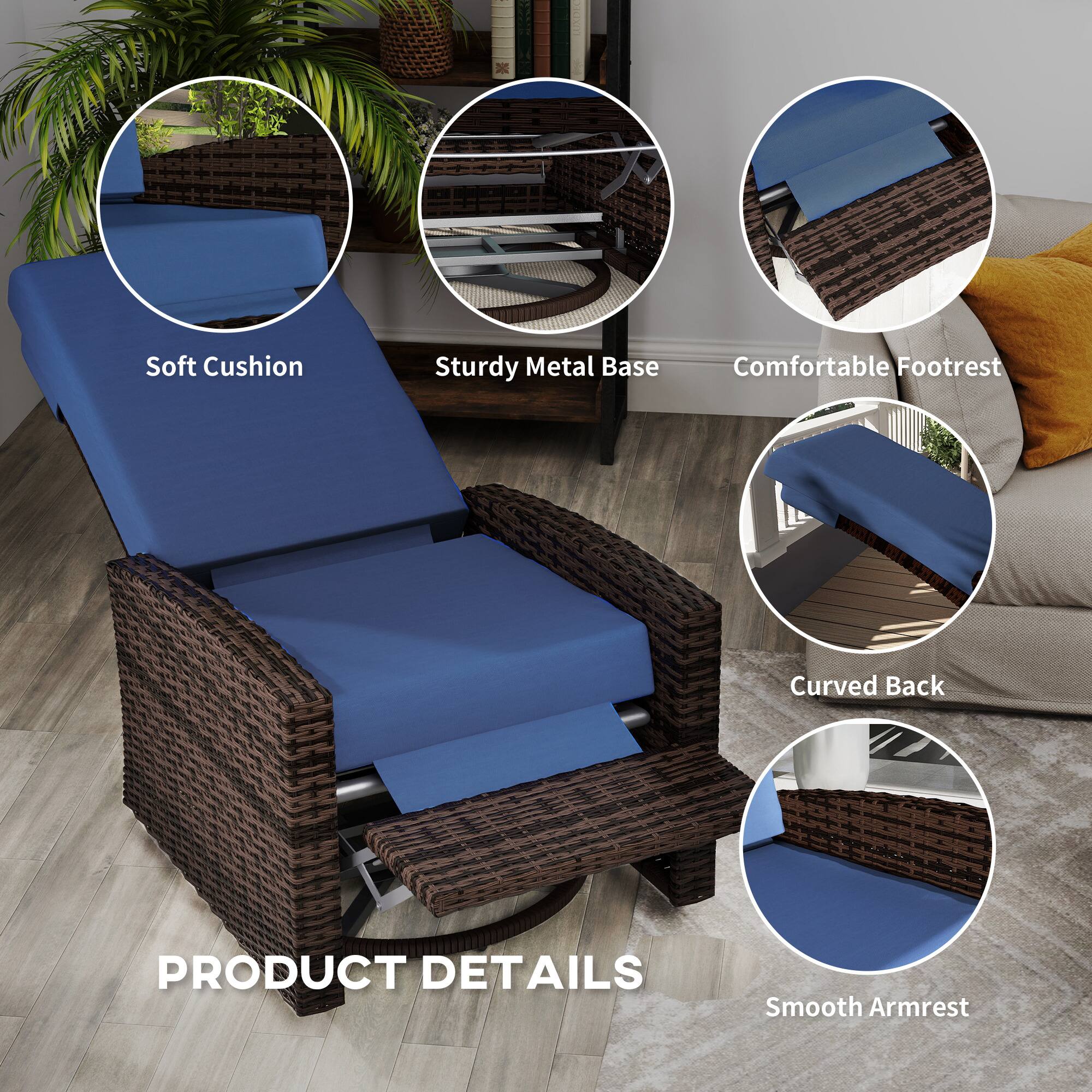 - Soft Cushion
- Sturdy Metal Base
- Comfortable Footrest
- Curved Back
- Smooth Armrest

PRODUCT DETAILS