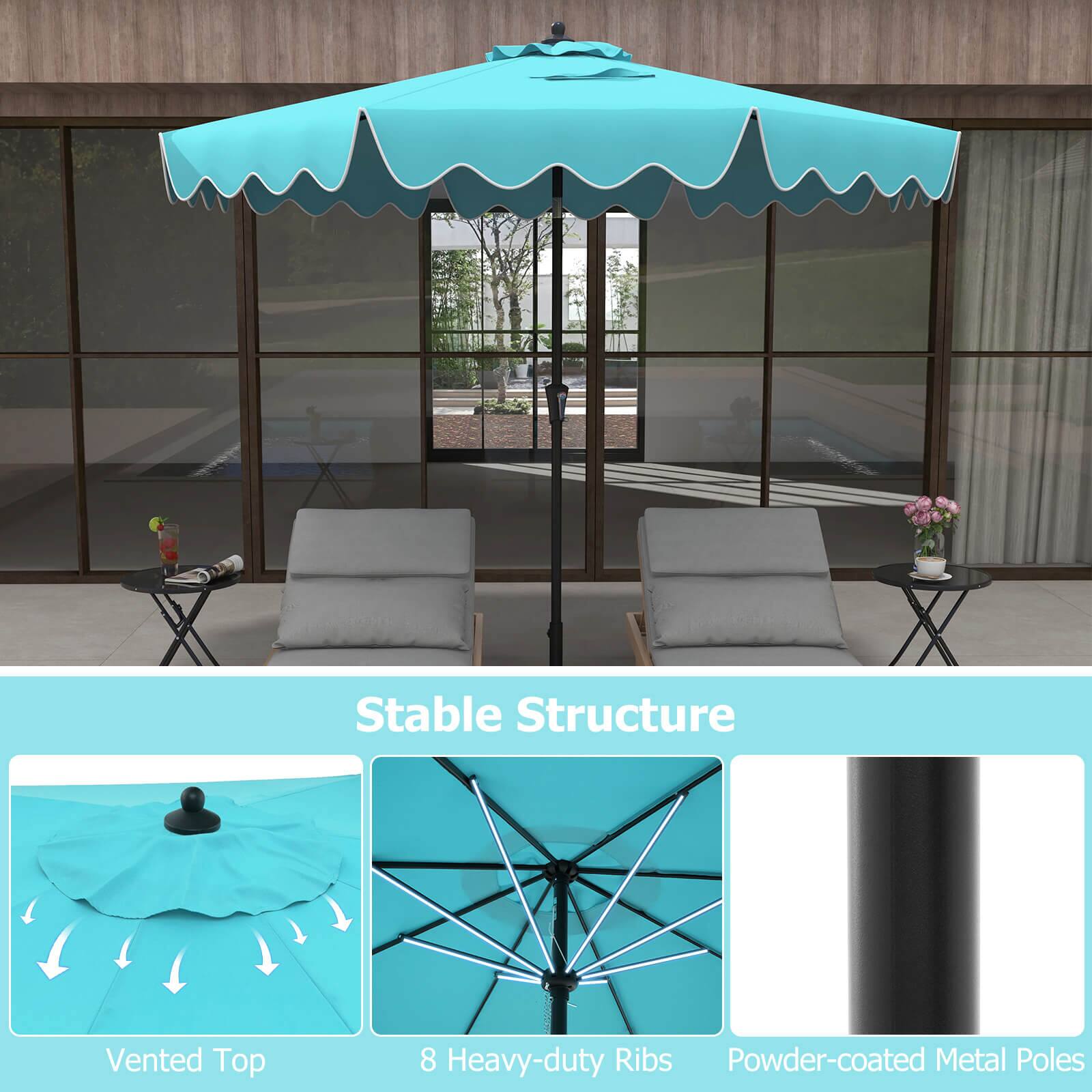 Stable Structure Vented Top 8 Heavy-duty Ribs Powder-coated Metal Poles