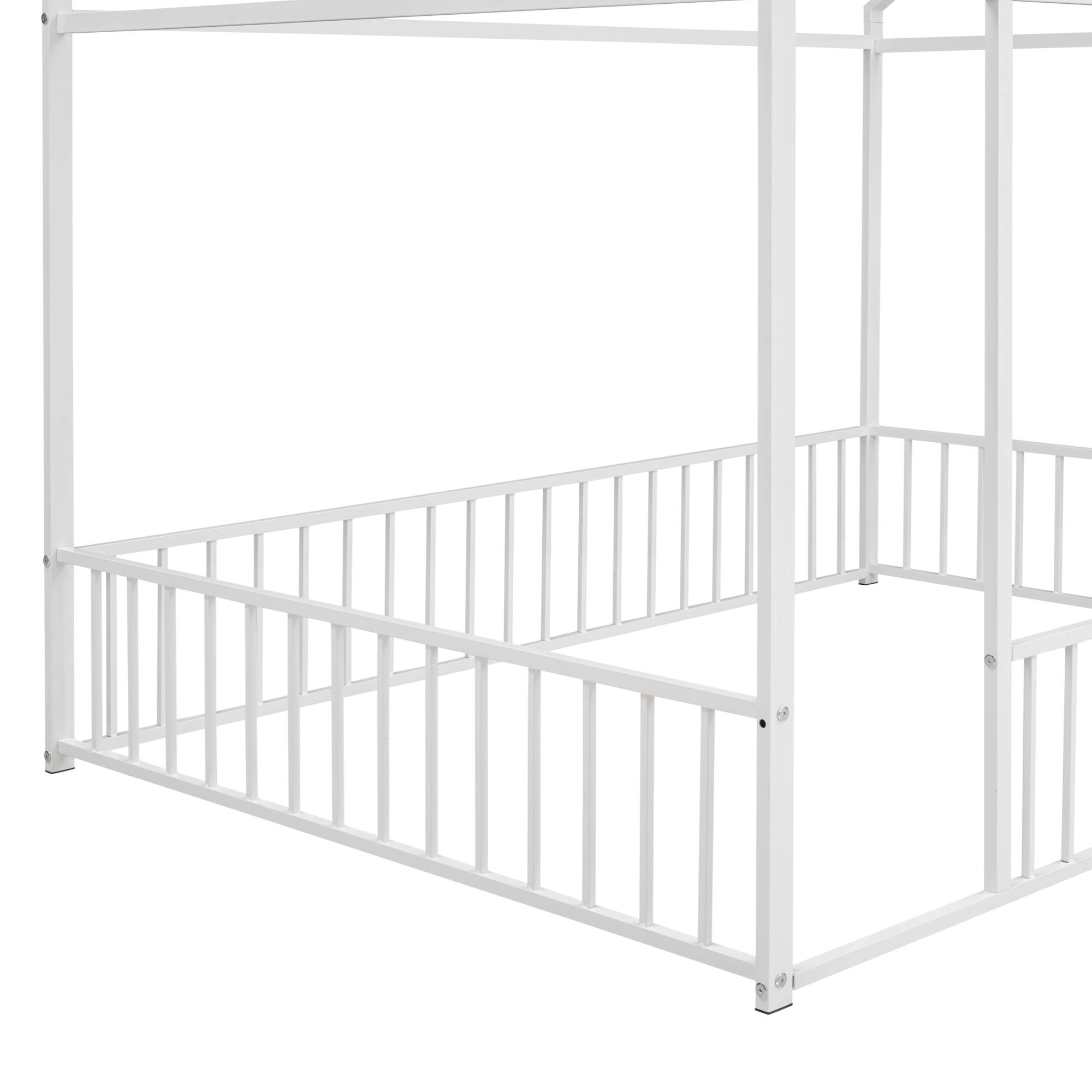 Alt View 5. GOODSILO - Full Size Metal House Bed Frame with Playhouse Design for Kids and Teens - White.