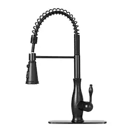 3-Function Spring Single Handle Stainless Steel Kitchen Faucet with Pull Down Sprayer