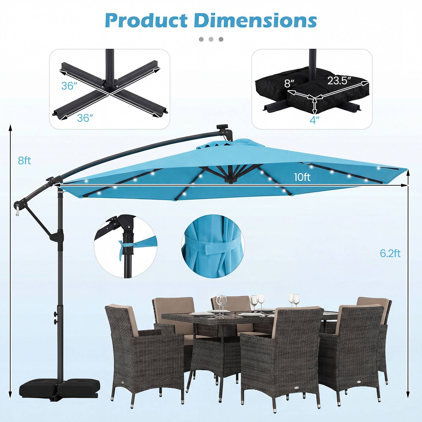 Product Dimensions: 36" x 8" x 23.5" x 36" x 4" x 8ft x 10ft x 6.2ft