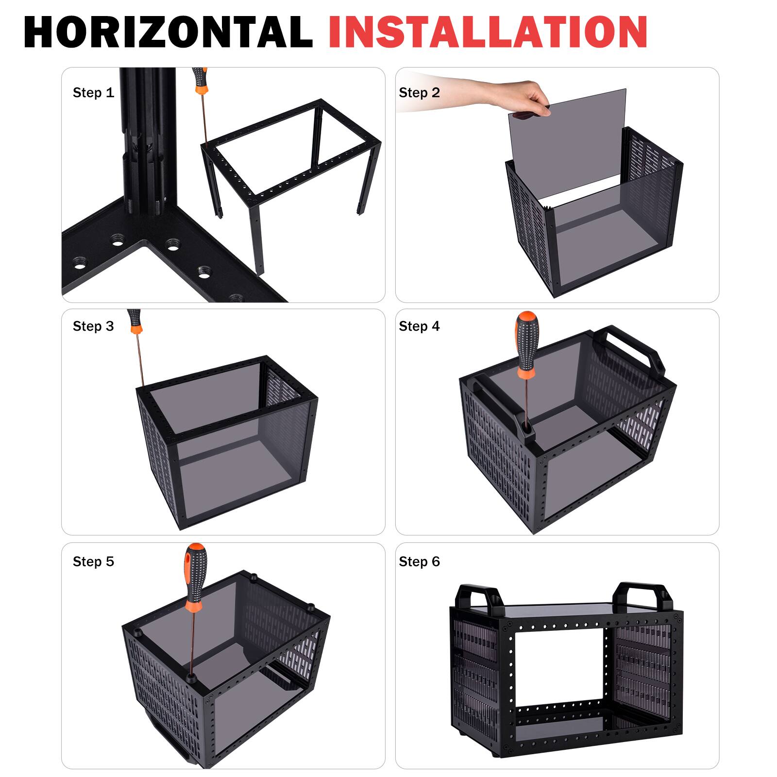 HORIZONTAL INSTALLATION

Step 1
Step 2
Step 3
Step 4
Step 5
Step 6