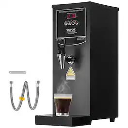VEVOR - Commercial Water Boiler, Electric Hot Water Dispenser with 316 Stainless Steel Heating Tube, 1500W Step-by-step - Black