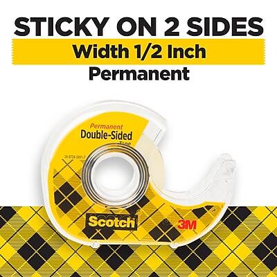 STICKY ON 2 SIDES  
Width 1/2 Inch  
Permanent  
Double-Sided Tape  
34-8724-5811-7  
Scotch 3M