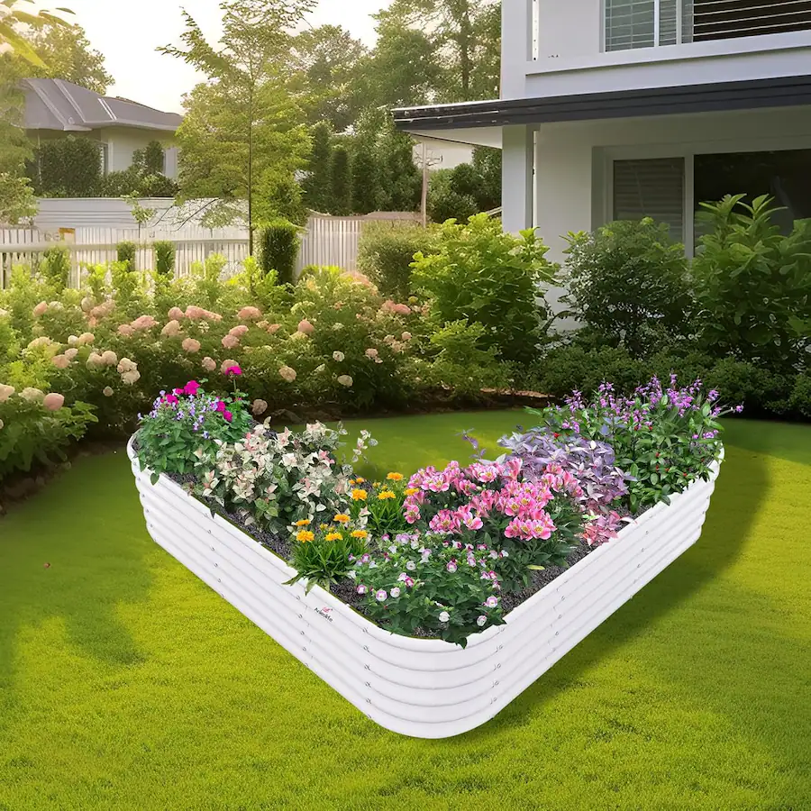 A Anleolife 6 Pack Metal Freefom Heart Shaped Raised Garden Bed Planter ...