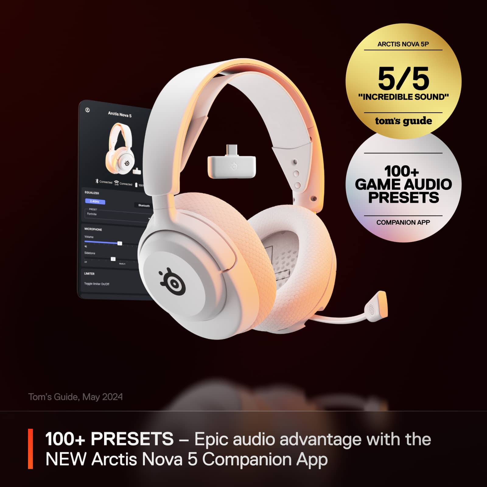 ARCTIS NOVA SP 5/5 "INCREDIBLE SOUND" Tom's Guide, May 2024 100+ GAME AUDIO PRESETS - COMPANION APP - LIGHTWEIGHT - EPIC - Epic audio advantage with the NEW Arctis Nova 5 Companion App