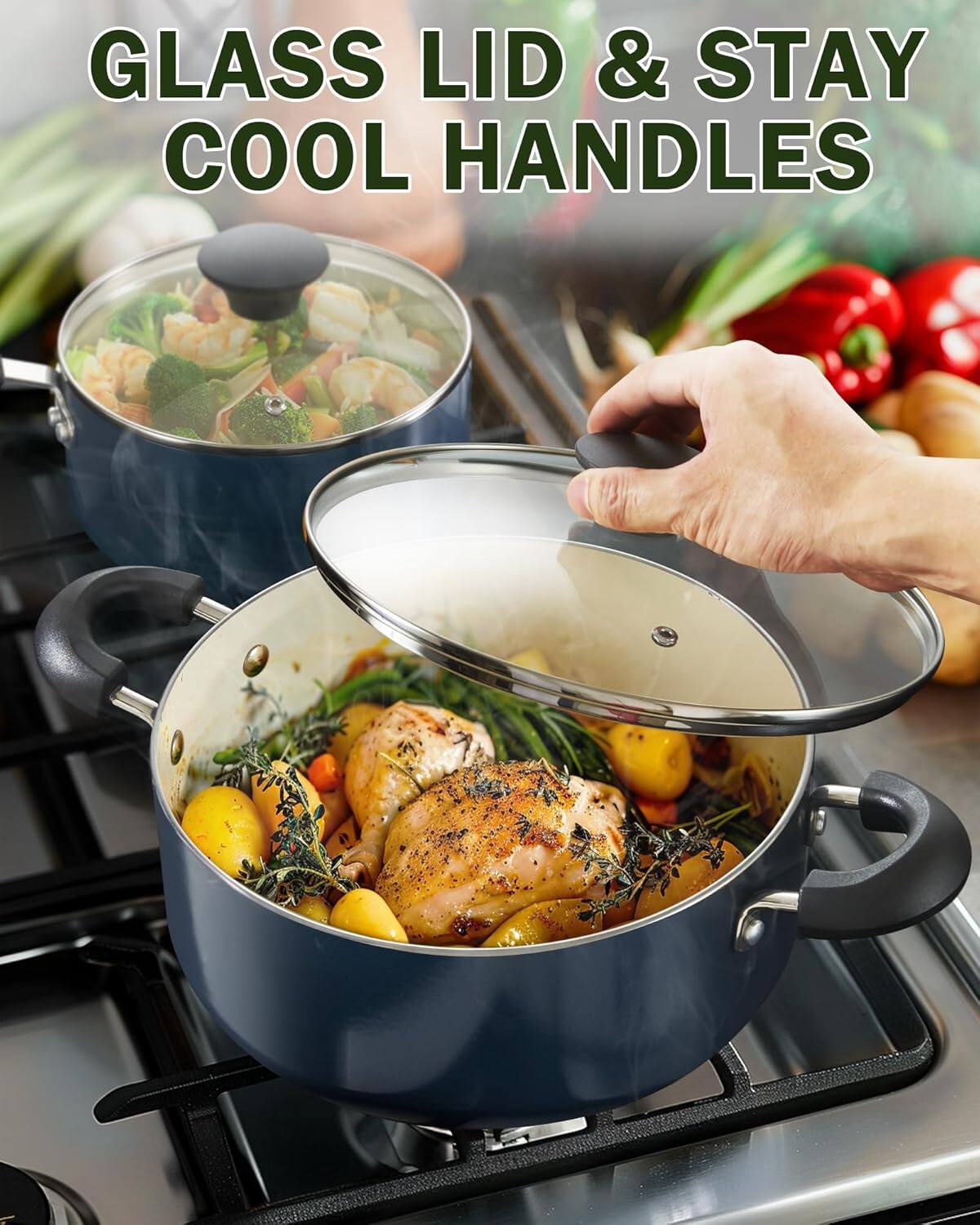 GLASS LID & STAY COOL HANDLES