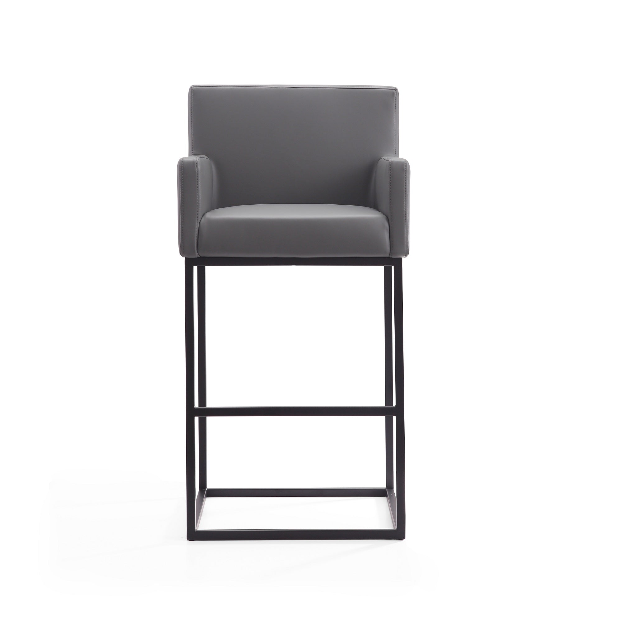 Back. Manhattan Comfort - Ambassador Mid-Century Modern Metal Upholstered Barstool - Gray.