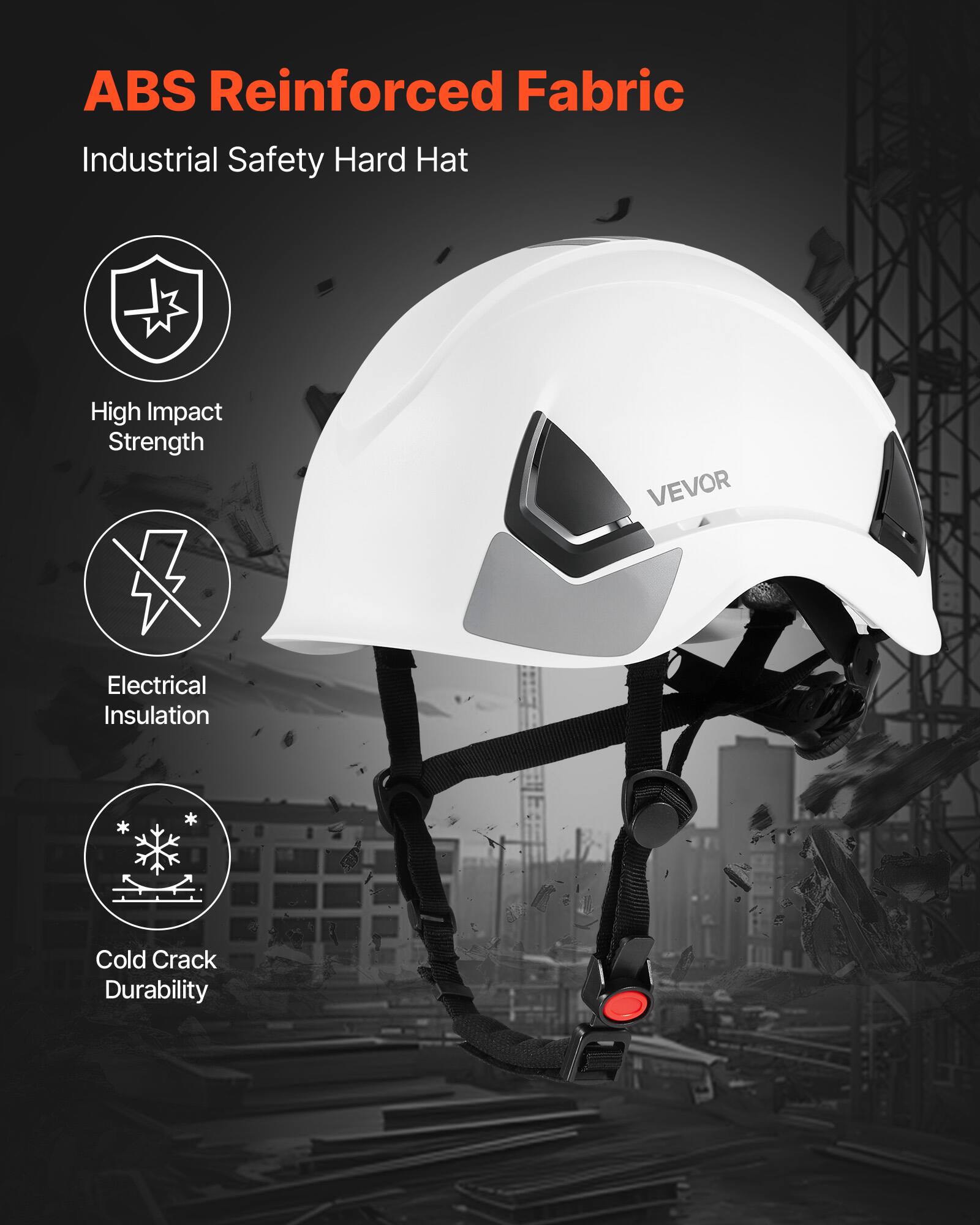 ABS Reinforced Fabric  
Industrial Safety Hard Hat  
High Impact Strength  
Electrical Insulation  
Cold Crack Durability