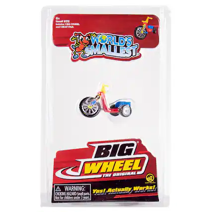 6+ Item# 5175 Includes: 1 BIG WHEEL and 1 SEAT PAD. 1 WORLD'S SMALLEST BIG WHEEL ORIGINAL THE - Ieopatoe WARNING: Actually Works! HAZARD-Small parts. Not for children under 3 years.