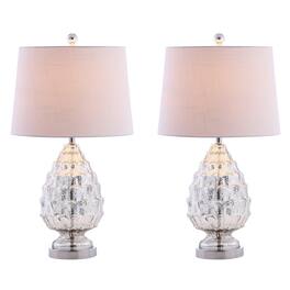 Jonathan Y - Artichoke 25.5" Glass LED Table Lamp, Mercury (Set of 2) - Silver