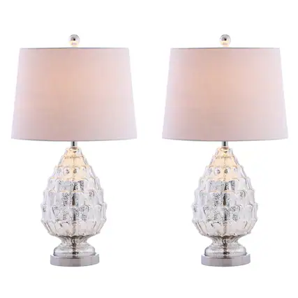 Front. Jonathan Y - Artichoke 25.5" Glass LED Table Lamp, Mercury Silver (Set of 2) - Silver.