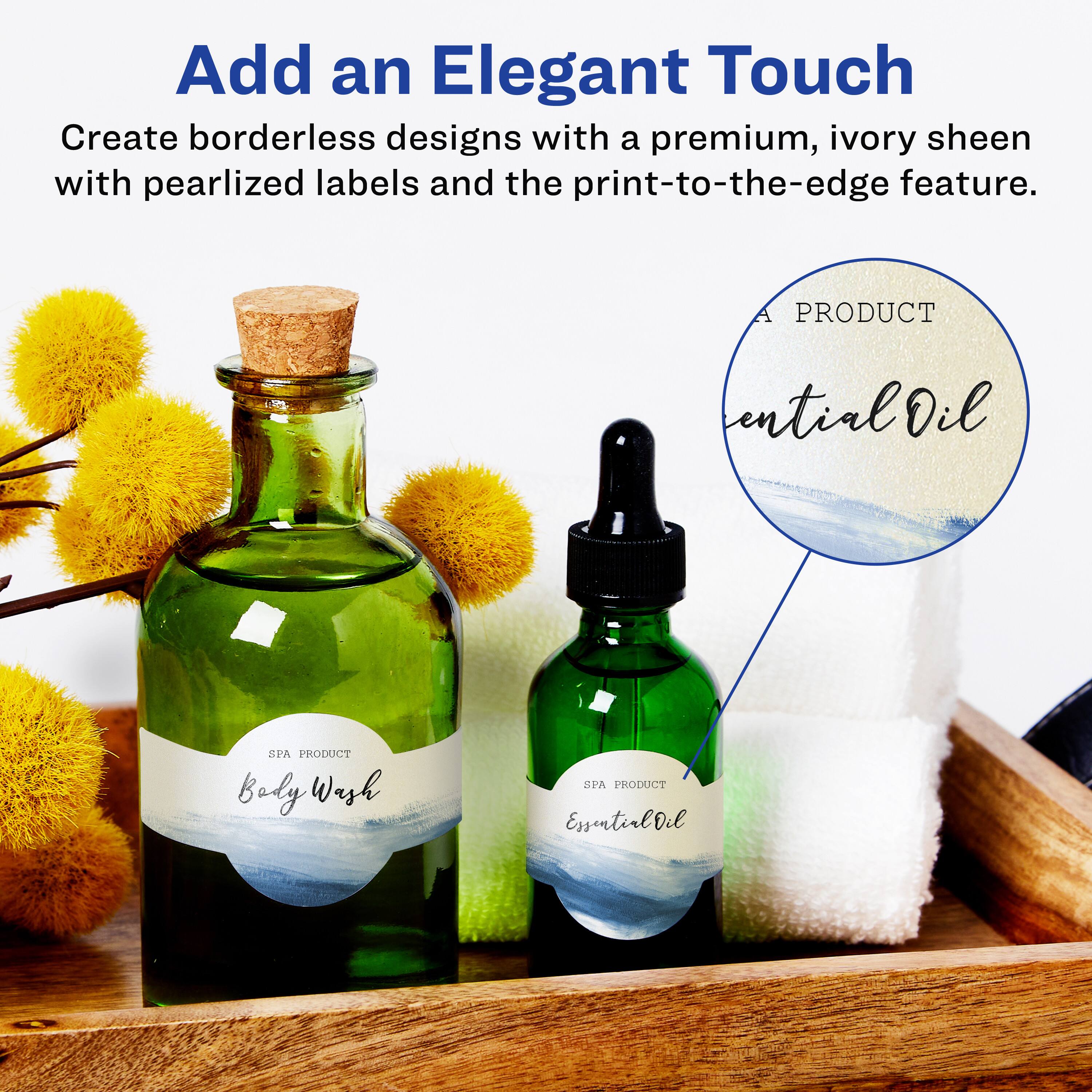 Add an Elegant Touch

Create borderless designs with a premium, ivory sheen with pearlized labels and the print-to-the-edge feature.

SPA PRODUCT  
Body Wash

SPA PRODUCT  
Essential Oil