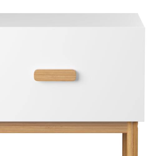 Alt View 6. LUCKY ONE - Assembled White Nightstand 1-Drawer Solid Pine Legs - White.