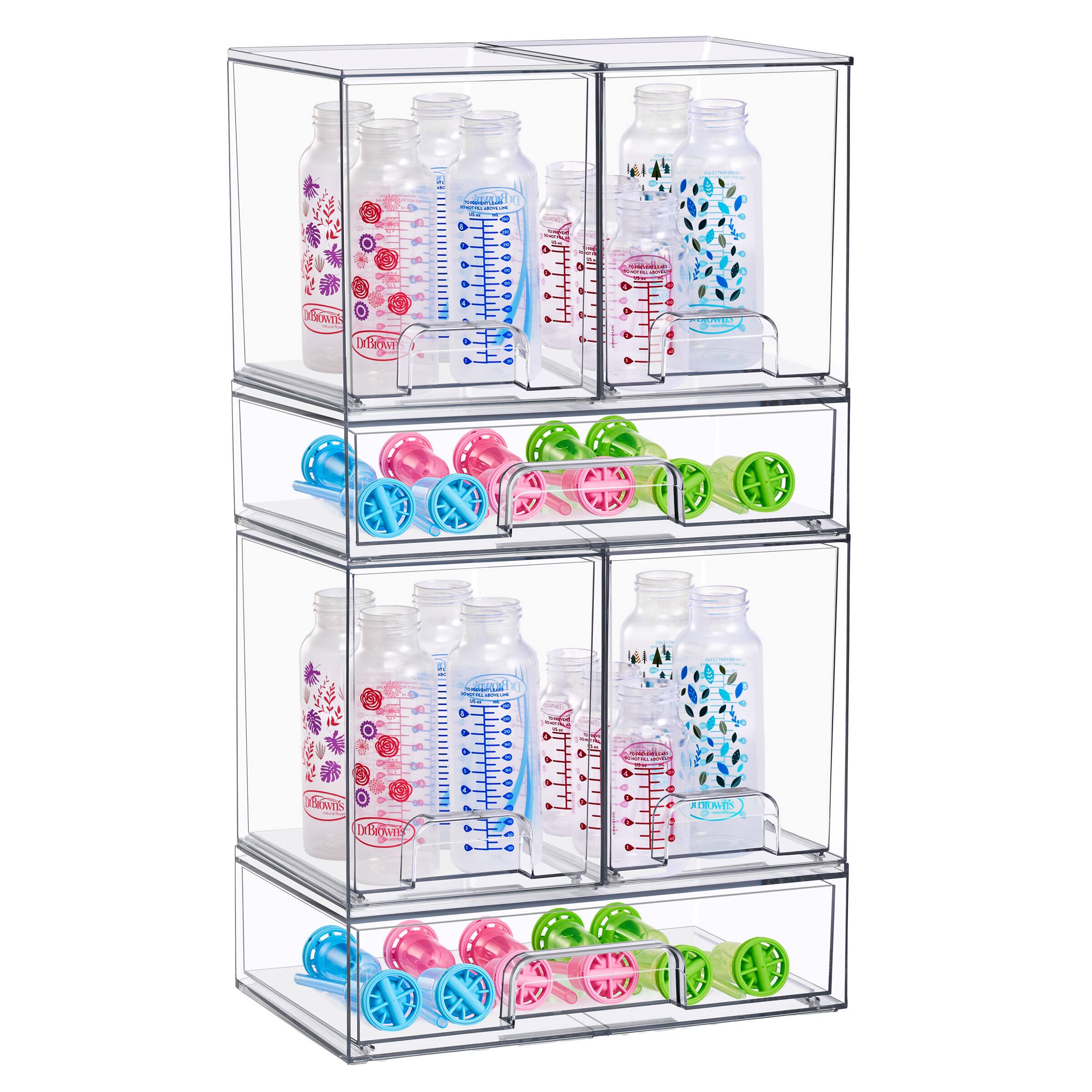 Sorbus - Wide Stackable Acrylic Storage Drawers, 6 Pack Plastic Organizer Bins - Clear