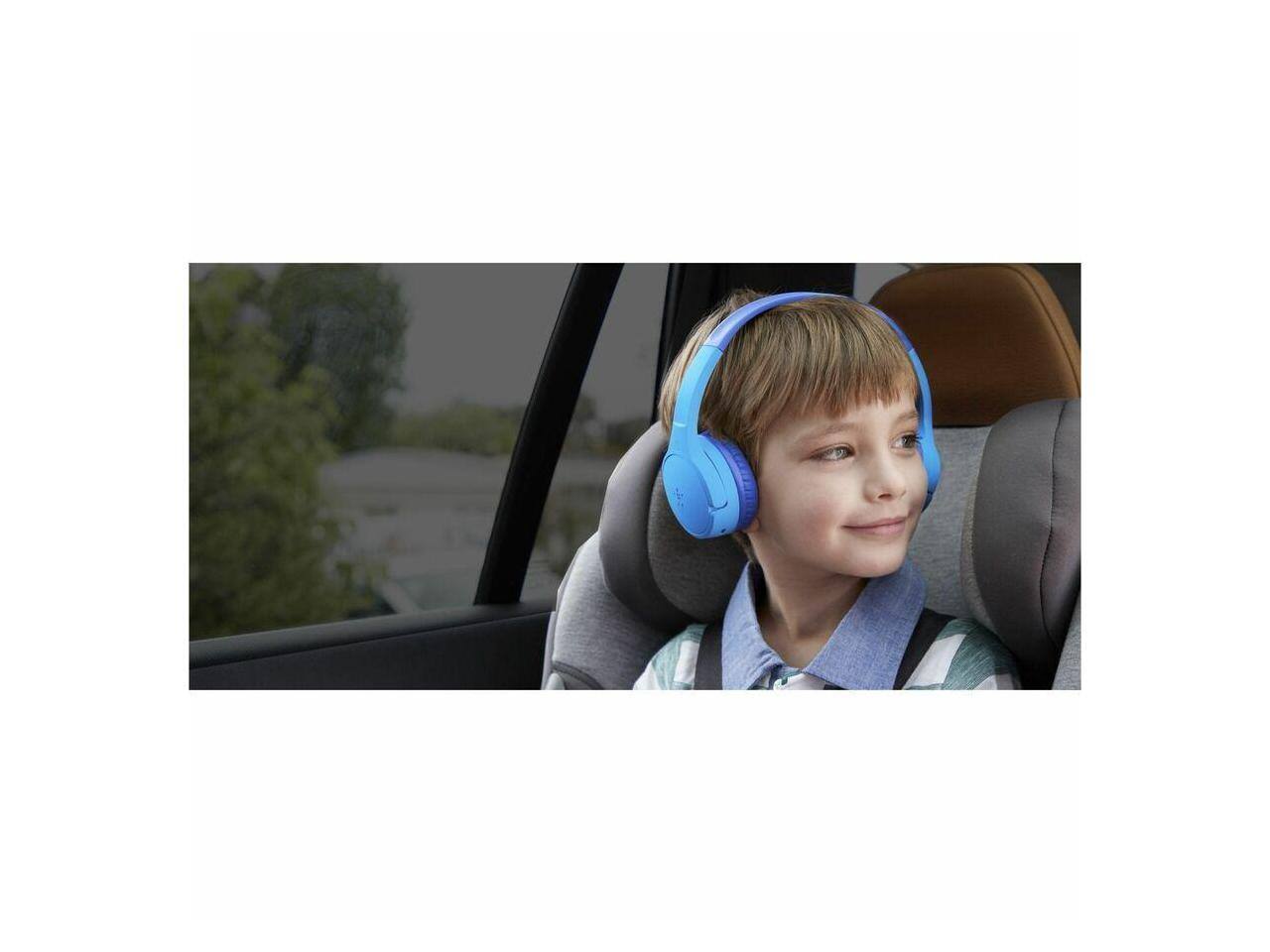 Alt View 1. Belkin - Belkin Kids Bluetooth On-Ear Headphones w/ Mic, 85dB Limit, USB-C, Blue, Wired/Wireless - Blue.