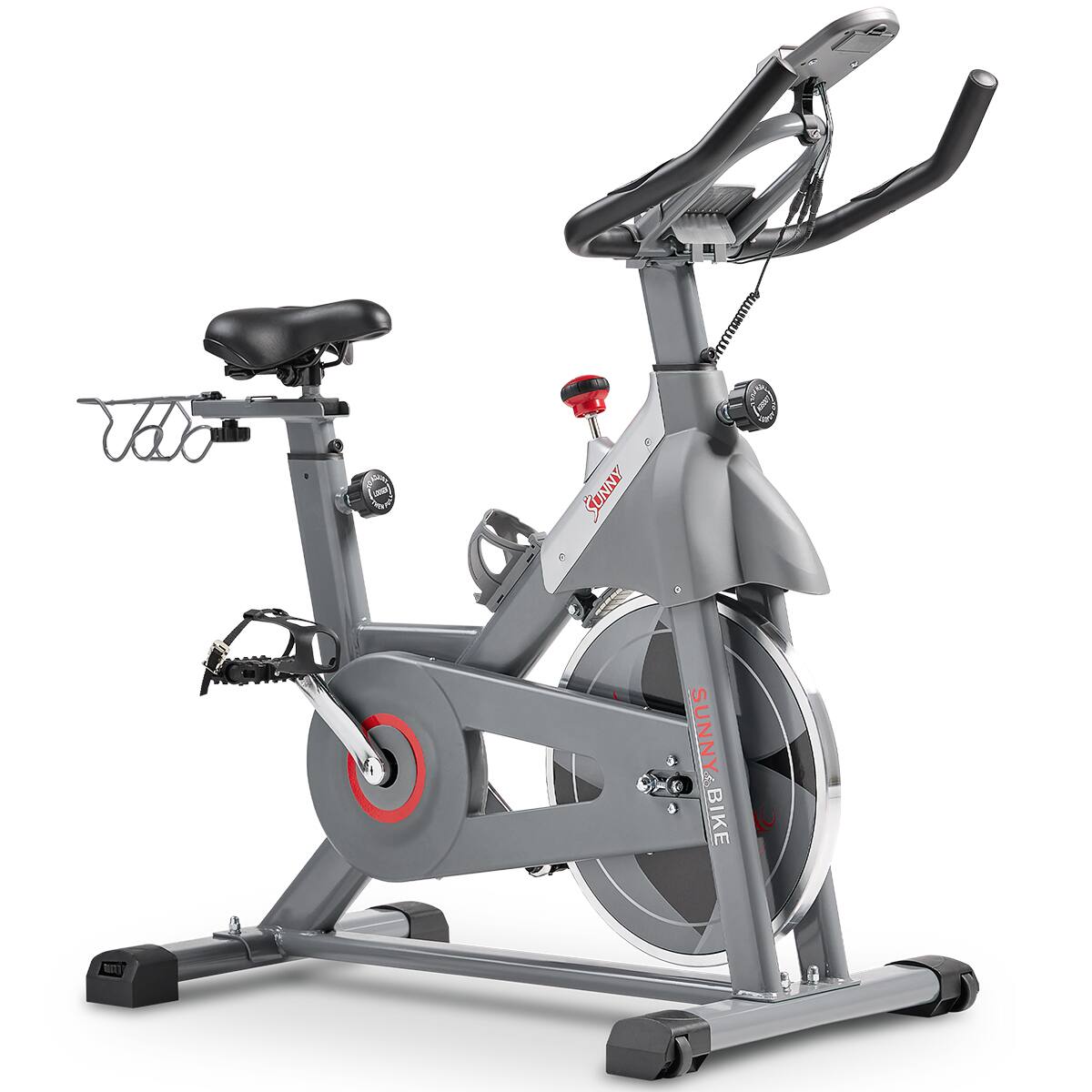 Sunny Health & Fitness - Smart Magnetic Belt Drive Indoor Cycling Exercise Bike - Gray