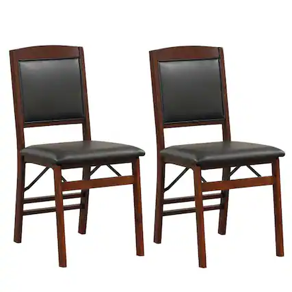 Front. Kadyn - Dining Chairs, Kitchen Chairs Trattoria Chairs,Set of 2 Folding Dining Chairs with Padded Seat and High Backrest-Brown - Brown.