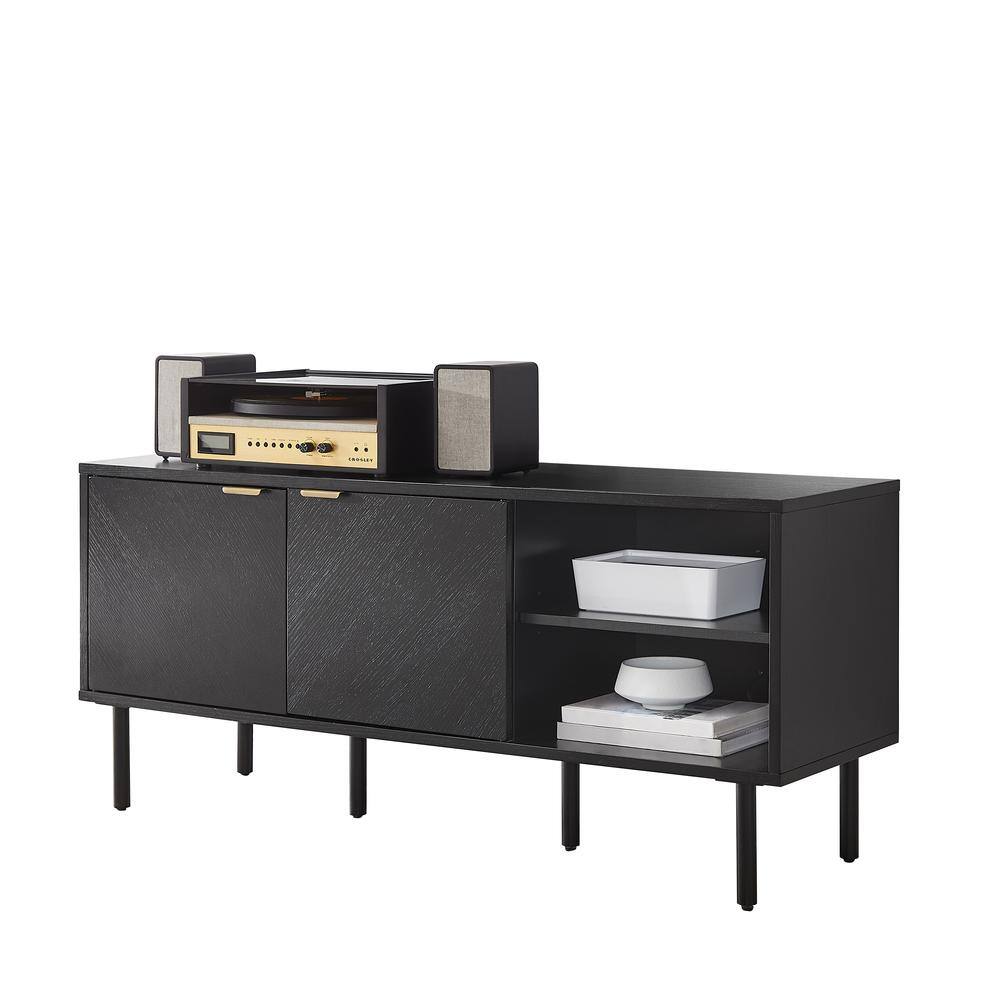 Angle. Crosley Furniture - Brody Record Storage Sideboard - Black.