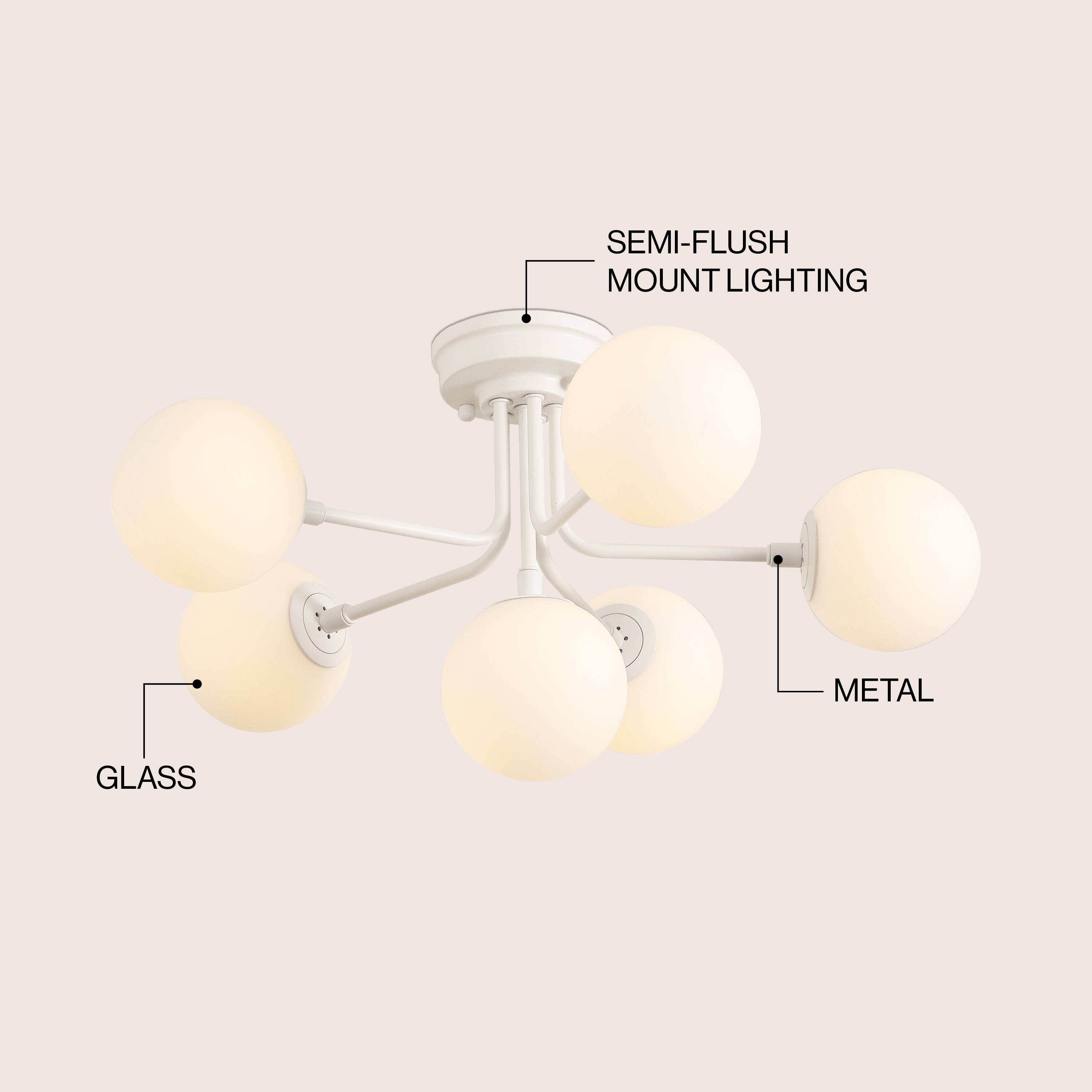 SEMI-FLUSH MOUNT LIGHTING  
METAL  
GLASS