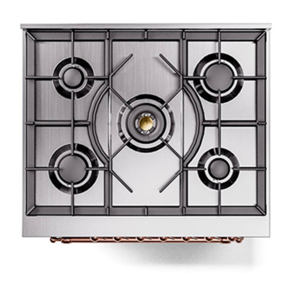 Alt View 5. ILVE - ILVE Nostalgie II Series 30 in. Dual Fuel Range with 5 Sealed Burners (Liquid Propane, Copper Trim) - Graphite Matte.