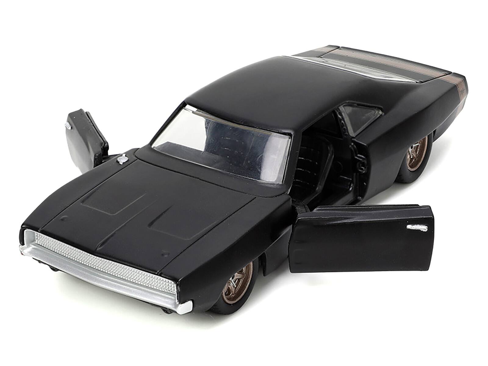 Angle. Jada - 1968 Dodge Charger Widebody Matt Black with Bronze Tail Stripe "F9" (2021) Movie "Fast & Furious" Series 1/32 - Matt Black with Bronze.