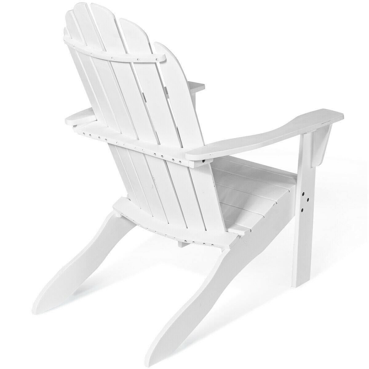 Alt View 5. Gymax - Gymax 2PCS Wooden Classic Adirondack Chair Lounge Chair Outdoor Patio White - White.