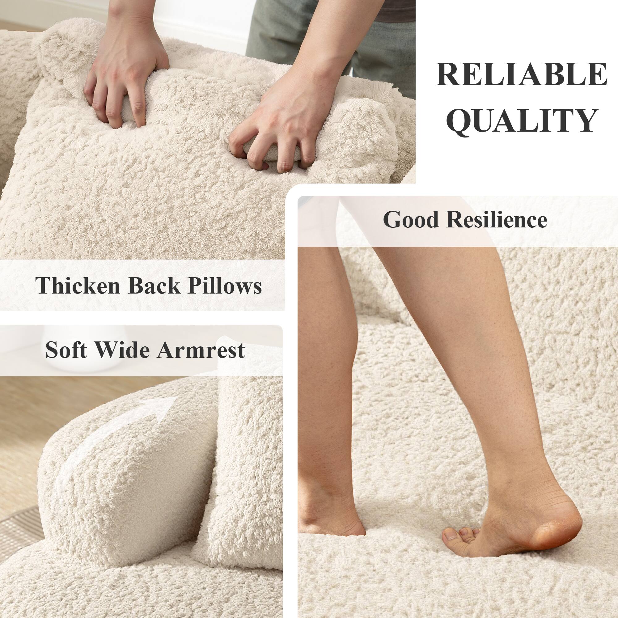 - RELIABLE QUALITY
- Good Resilience
- Thicken Back Pillows
- Soft Wide Armrest