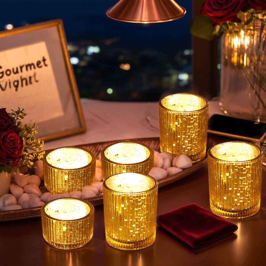 IMAGE Elegant Votive Glass Tea Light Holders Set of 12 Gold - Best Buy