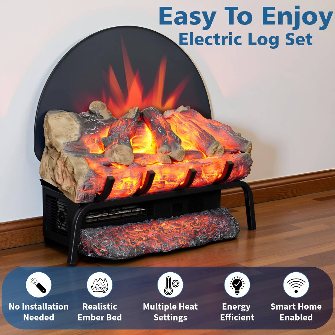 Easy To Enjoy Electric Log Set  
No Installation Needed  
Realistic Ember Bed  
Multiple Heat Settings  
Energy Efficient  
Smart Home Enabled