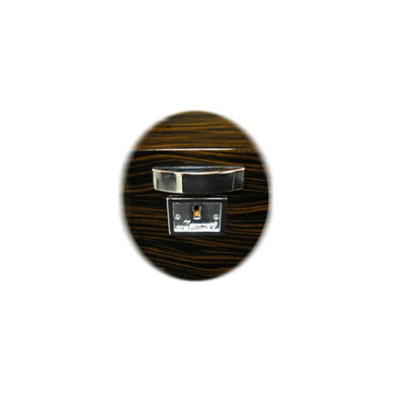 Angle. Prestige - Preston Ebony Cigar Humidor - Ultra Deep Lacquer Ebony Finish.