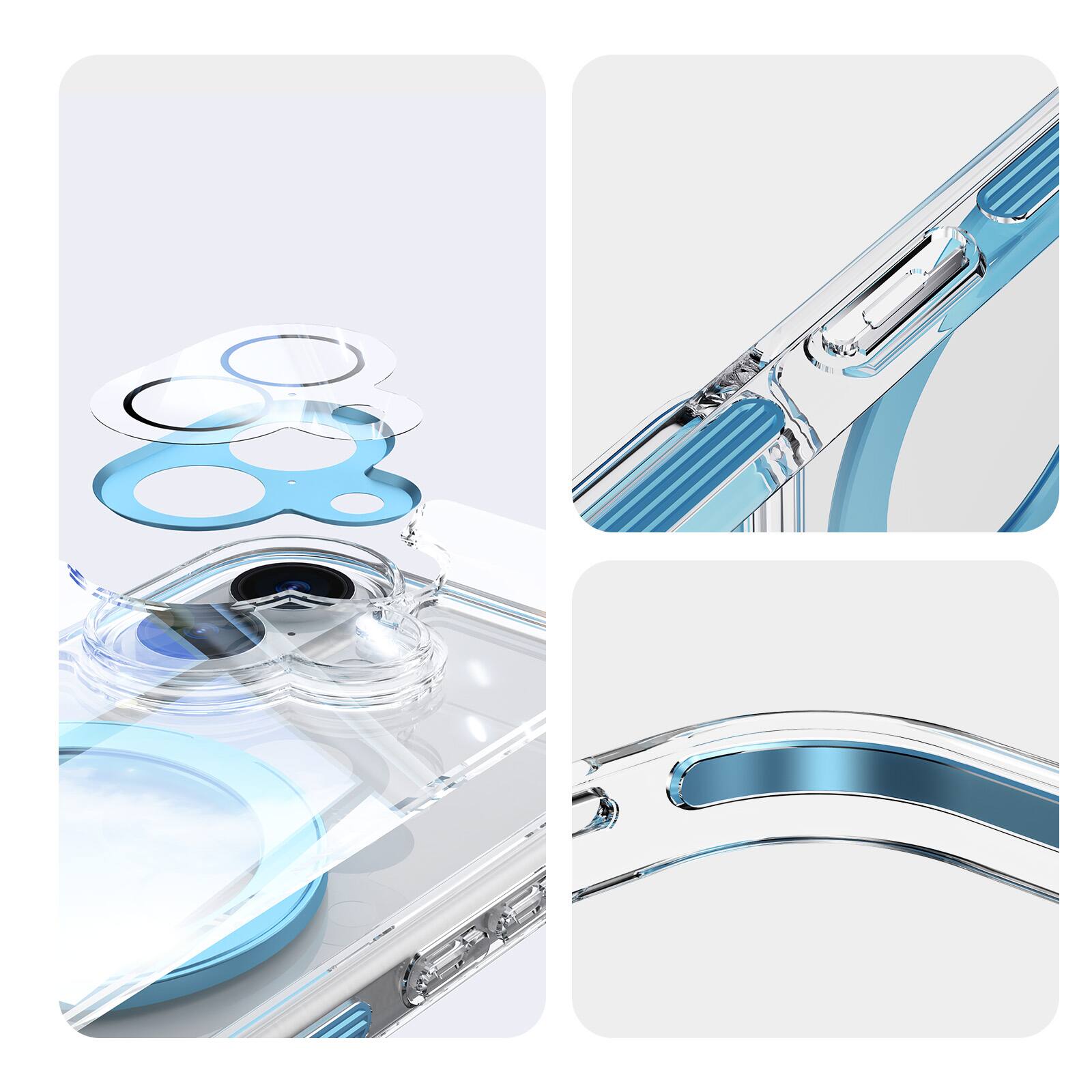 Alt View 1. Dteck - Magnetic Clear Phone Case for Apple iPhone 17 with Metal Rotating Kickstand,Shockproof PC+TPU Slim Transparent Cover - Blue.