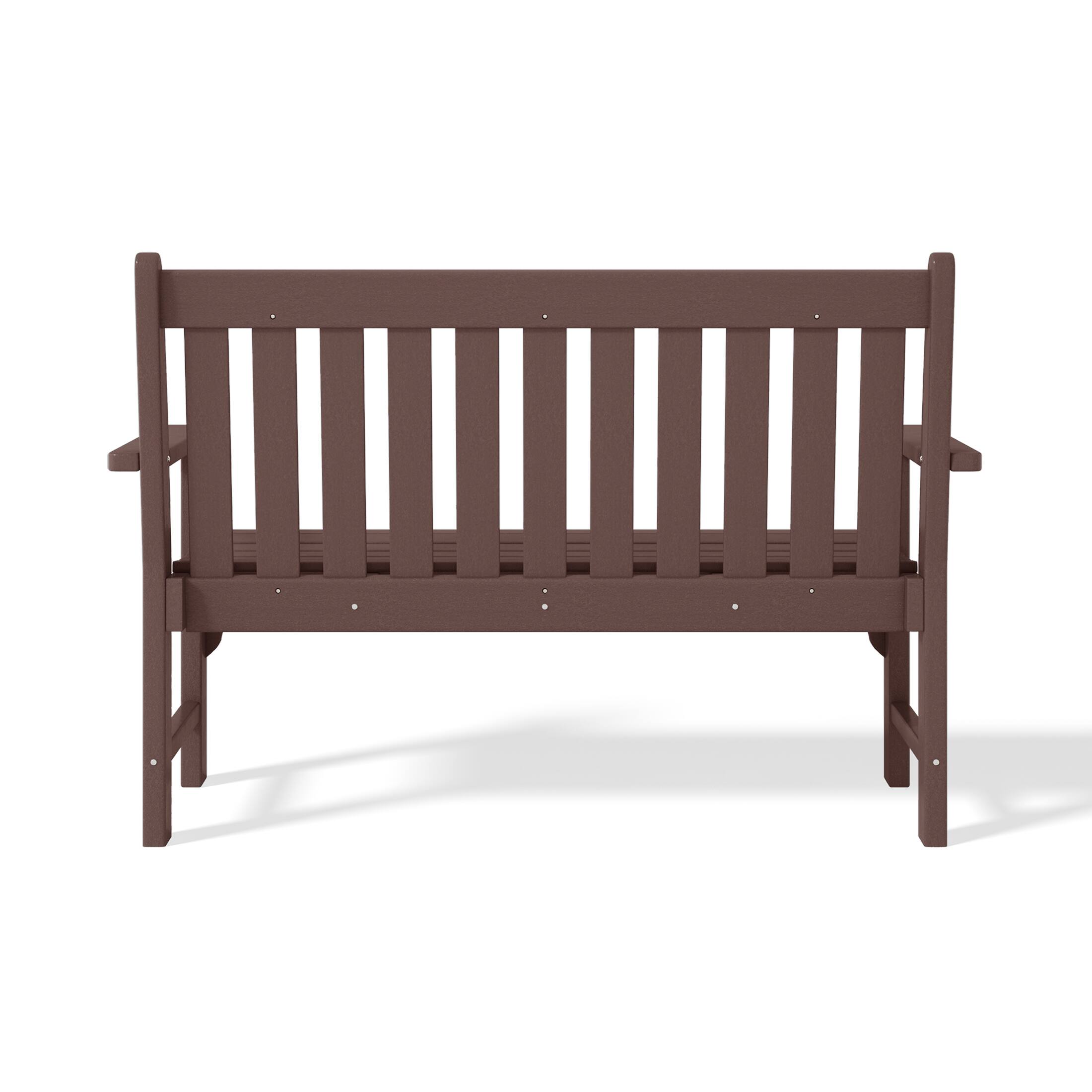 Alt View 2. WestinTrends - WestinTrends Malibu Outdoor 2-Person All-Weather HDPE Front Porch Garden Bench - Dark Brown.