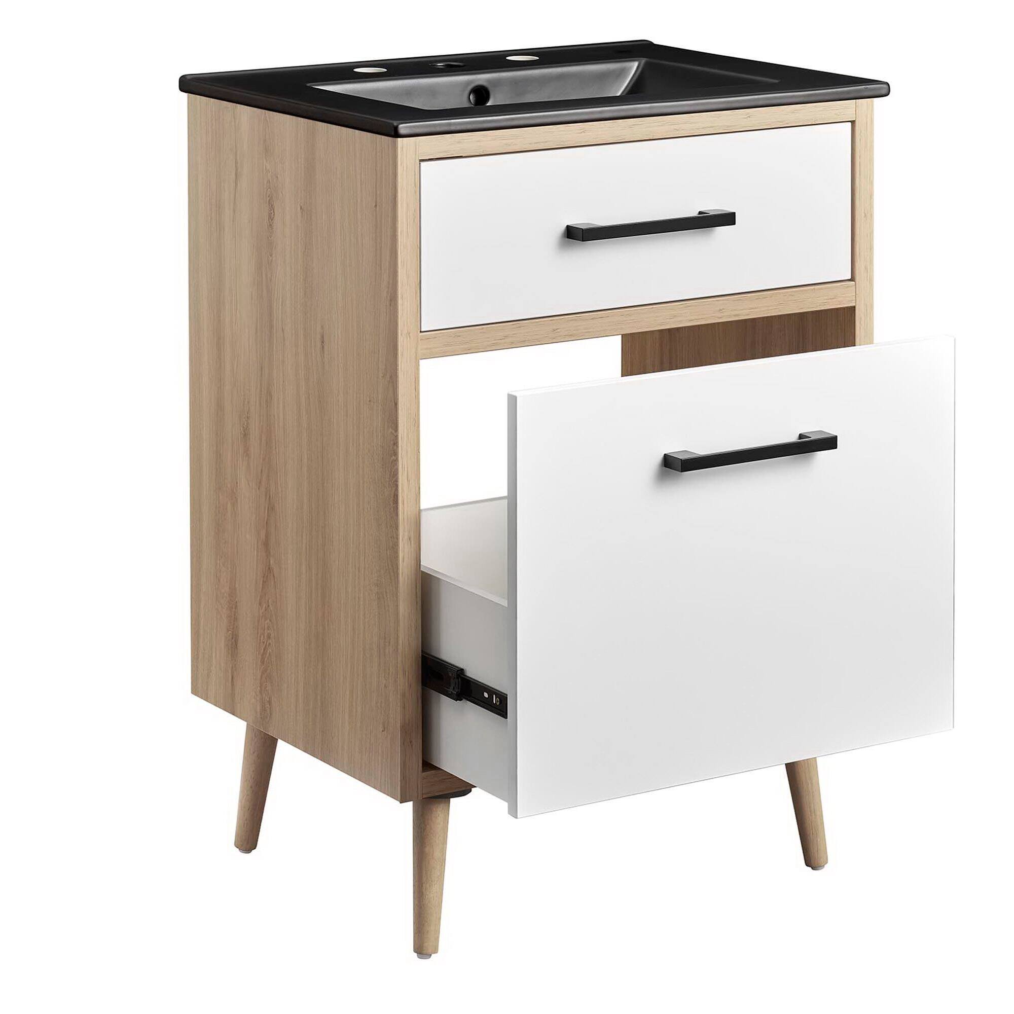 Alt View 6. Modway - Maverick Bathroom Vanity Basin Included by Modway - Black Oak.