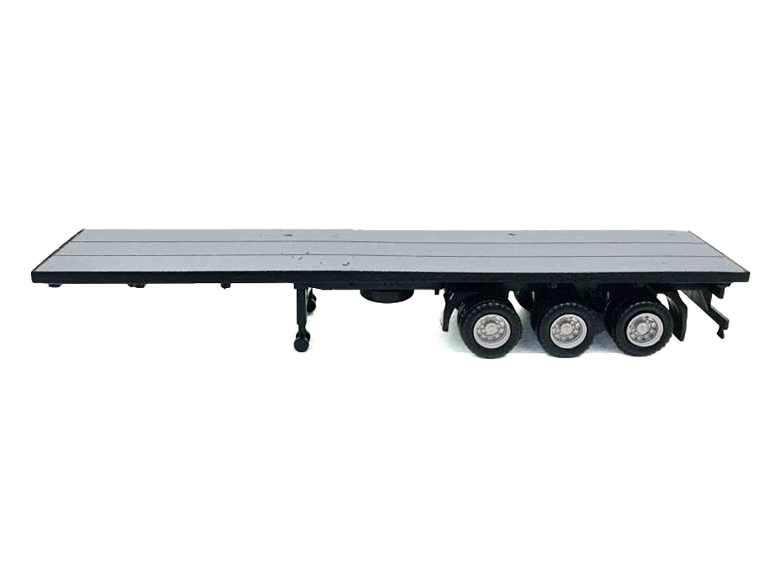 Angle. Promotex - 40ft 3-Axle Flatbed Trailer Gray Top 1/87 (HO) Plastic Model by Promotex - Gray.